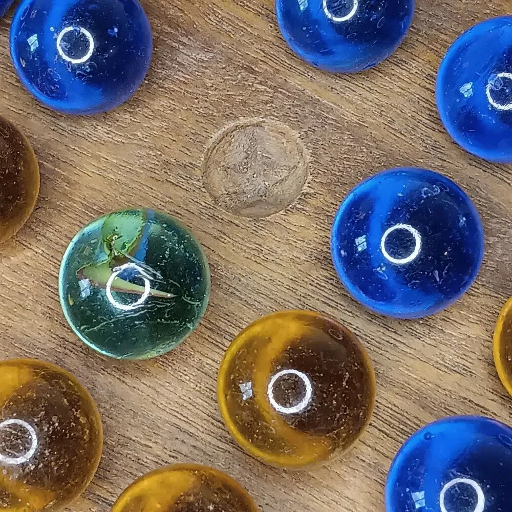 Vintage Handmade Wood Solitaire Game with 32 Glass Marbles 11